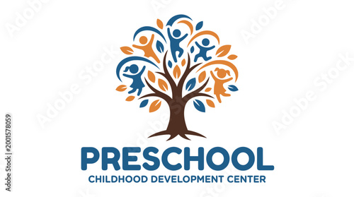 Preschool Childhood Development Center Logo Tree of Life with Children.