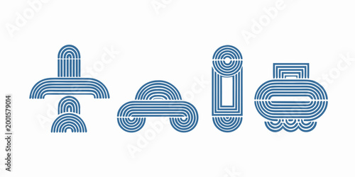 abstract geometric shapes in minimalist line art style high quality professional detailed