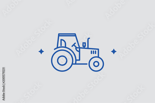Tractor line icon for identifying mechanized field work and heavy farm machinery services. Powerful vector illustration for agricultural machinery leasing apps and modern farming technology blogs.