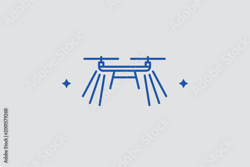 Agriculture drone line icon for precision farming and automated crop spraying services. Innovative vector illustration for smart agriculture presentations and high-tech farming equipment catalogs.