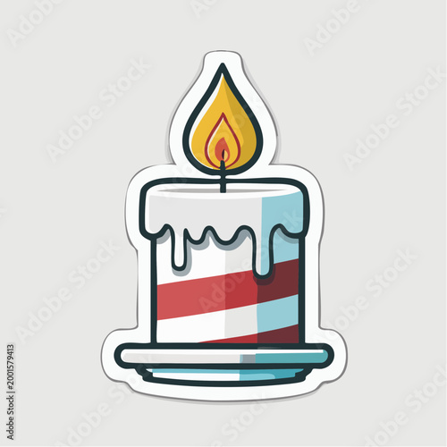 Stylized illustration of a burning candle with red and white stripes