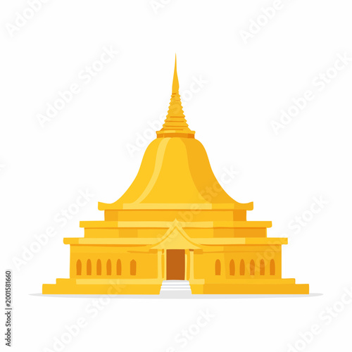Golden Buddhist Temple Illustration