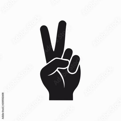 Black Silhouette of a Hand Making the Peace Sign