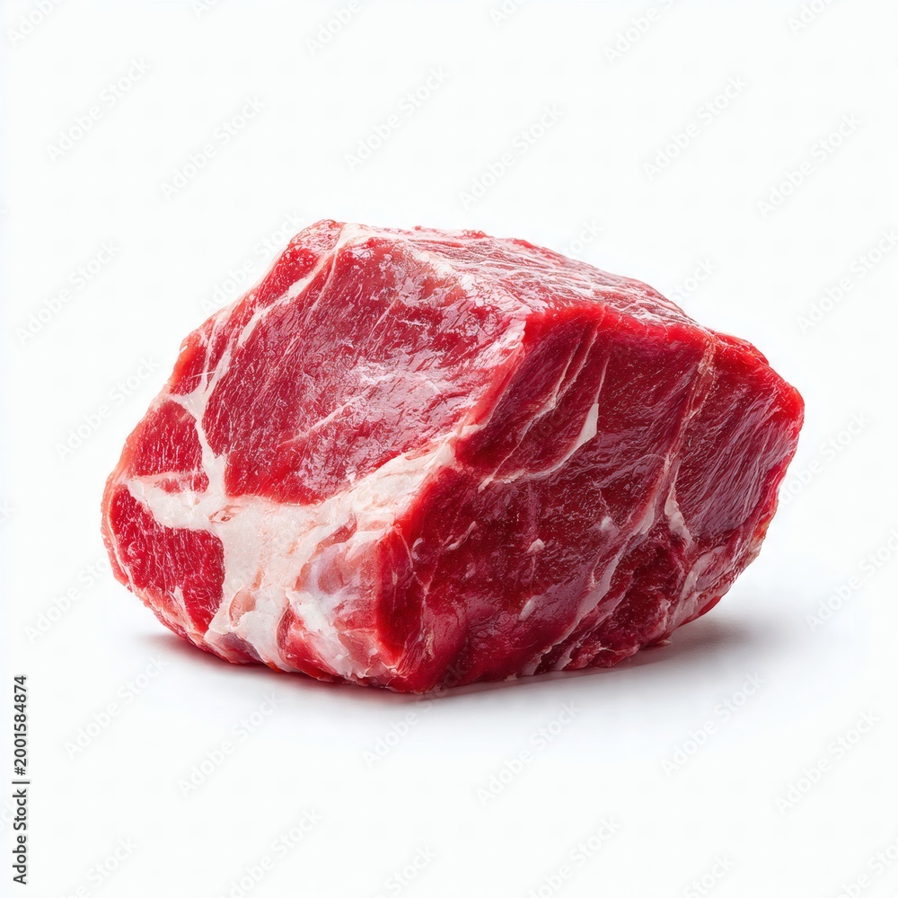 Obraz premium Raw shank steak isolated on pure white background for culinary use