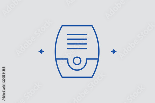 Water tank humidifier line icon for large capacity air hydration and continuous use. Practical vector illustration for greenhouse climate control and household appliance maintenance manuals.