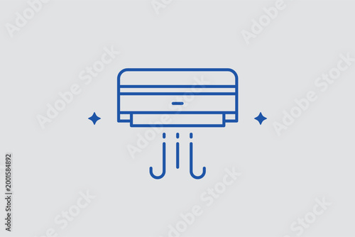 Split system air conditioner line icon for residential wall-mounted cooling and heating. Standard vector illustration for real estate property feature lists and HVAC installation service pages.