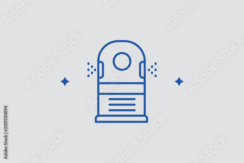 Tower air purifier line icon for large room filtration and modern interior climate control. Sleek vector illustration for luxury home appliance stores and allergy relief product guides.