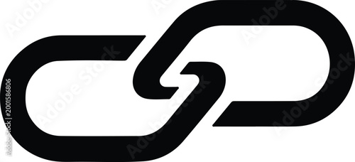 Silhouette vector simple black interlocking chain links connection link icon design