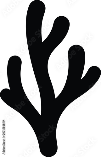 Silhouette vector simple black coral branch isolated on white background design