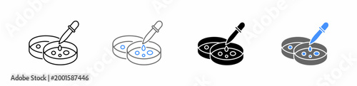 Petri Dish and Pipette for Microbiology and Cell Culture Icon Vector Illustration Editable