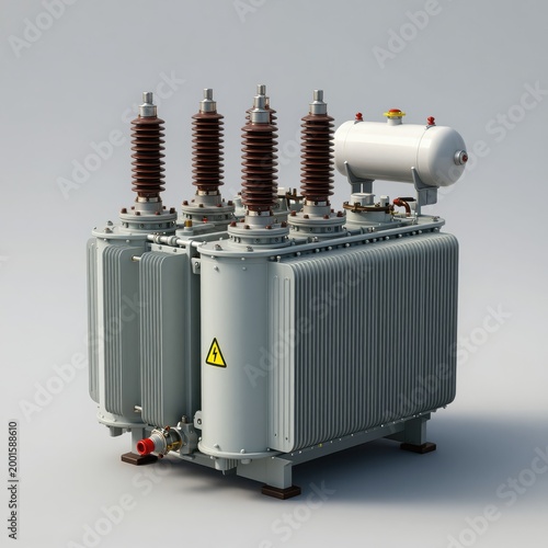 Power Transmission Substation Equipment Isolated on White