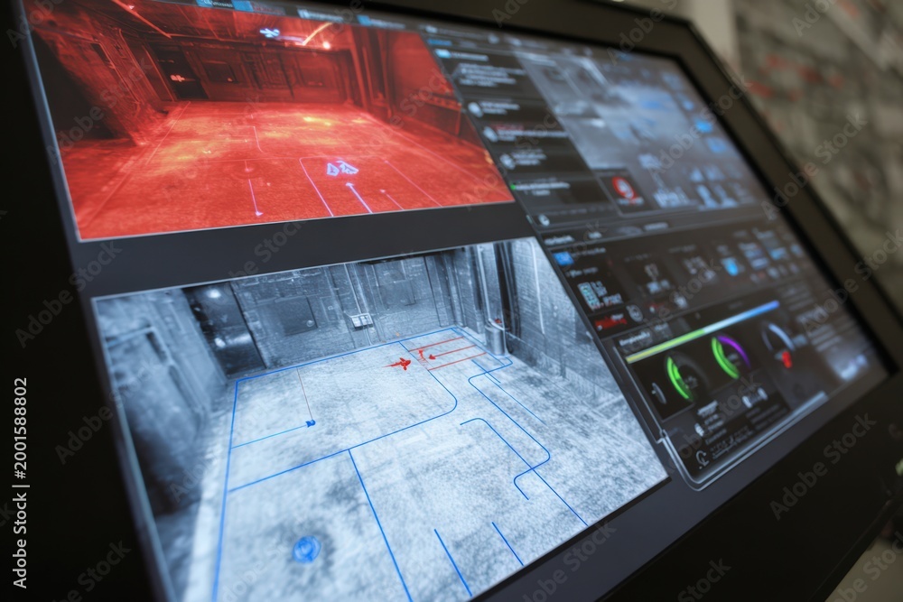 Fototapeta premium Demonstration of warm floor system showing heat distribution and system controls in action