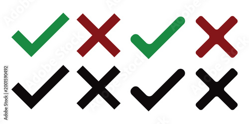 Check mark symbols for validation, Tick symbol in green color. Flat modern checkmark design. checkmark illustration. set button correct right wrong buttons or yes or no checkmark. 