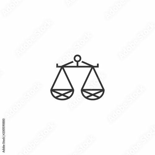 Simple line icon of balanced scales.