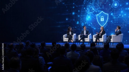 Discussing Cybersecurity Measures During a Conference on Digital Security Solutions