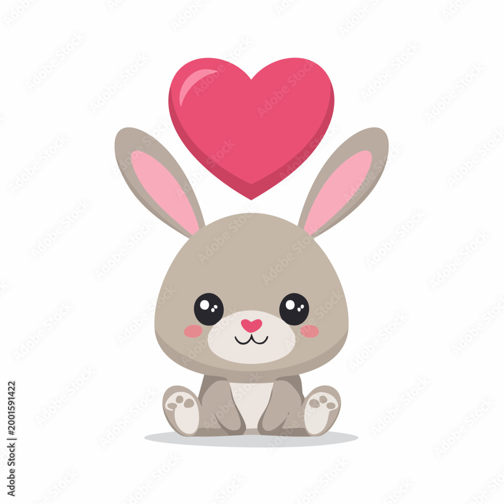 Obraz premium Cute cartoon rabbit with a heart