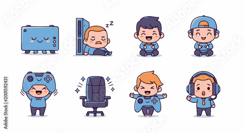 Cartoon man wearing blue hoodie.
