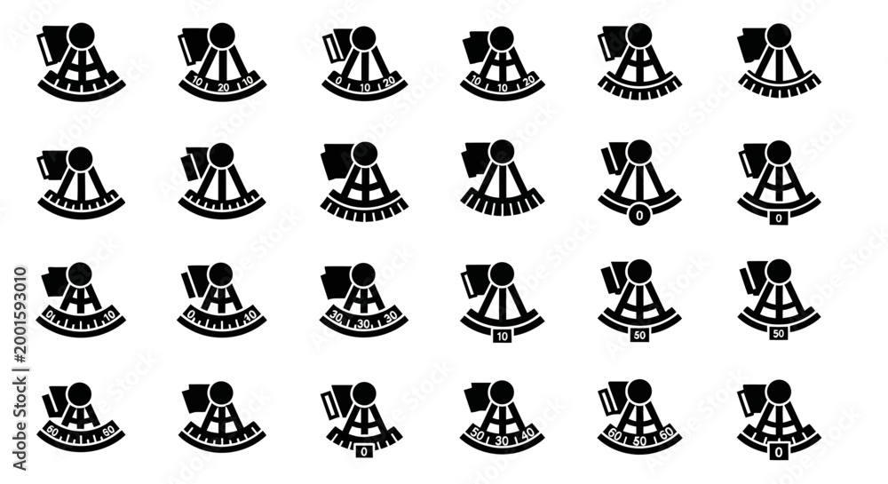 Fototapeta premium Black chess piece icons, vector set of 20, chess symbols, monochrome graphics, strategy game elements