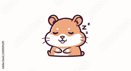 Cute Cartoon Hamster Sleeping Face.