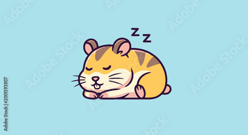 Cute Cartoon Hamster Sleeping Peacefully.