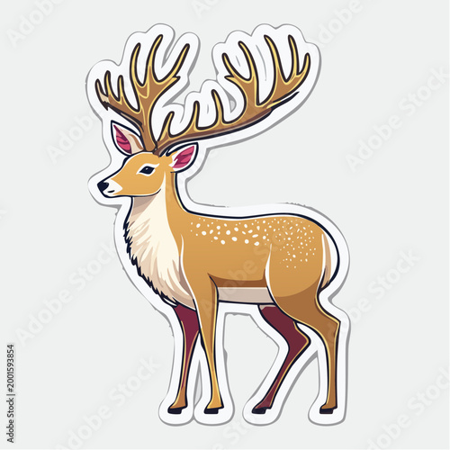Stylized Illustration of a Deer with Large Antlers