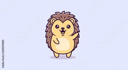 Cute Cartoon Hedgehog Character Design.