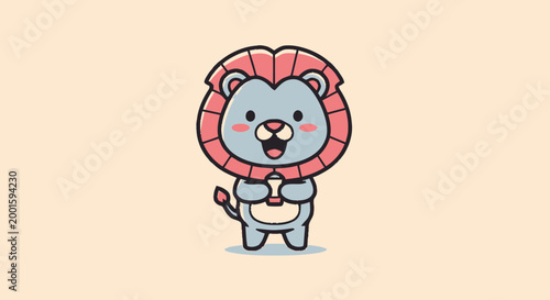 Cute Cartoon Lion Character Design.