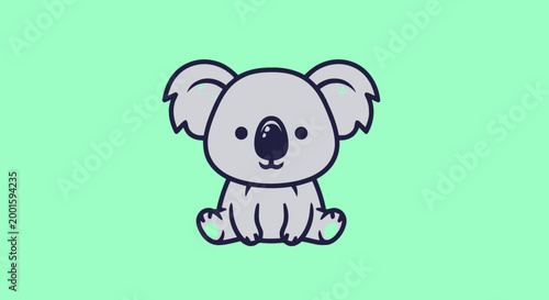 Cute Cartoon Koala Bear Sitting Down.
