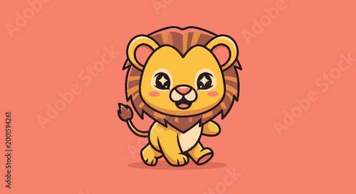 Cute Cartoon Lion Character Design.