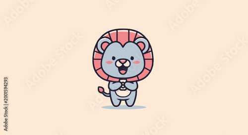 Cute Cartoon Lion Character Design.
