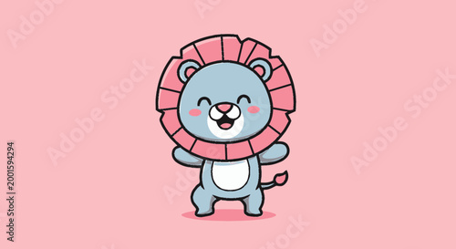 Cute Cartoon Lion Character Design.