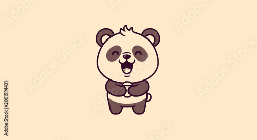 Cute Cartoon Panda Bear Character.