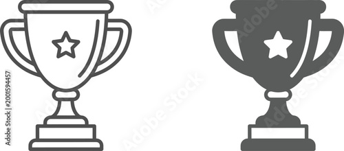 Victory Trophy and Award Cup Icon Set in Line, Glyph, and Solid Styles