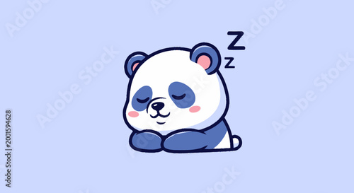 Cute Cartoon Panda Bear Sleeping Peacefully.