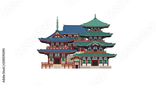 Traditional Japanese Temple Architecture Pagoda Building Isolated