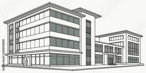 Modern office building with contemporary facade and large multi story real estate business park contemporary architecture commercial business