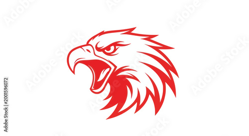 Aggressive Red Eagle Head Icon, Fierce Bird of Prey Silhouette