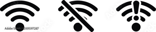 WiFi signal strength icon set, minimalist vector icons representing varying wireless signal levels for network status connectivity and UI design.