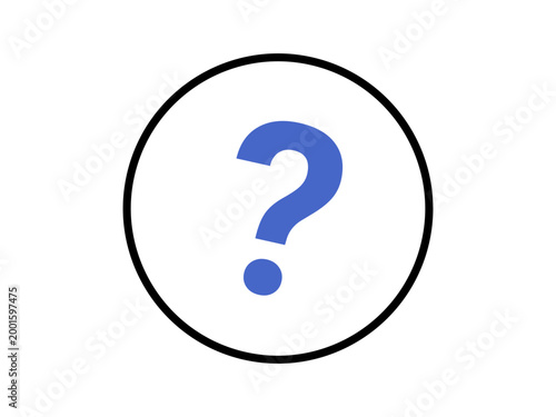 Blue question mark symbol in a black circle vector illustration. Customer support, help center, FAQ, information desk, problem solving, online assistance. Azure query mark within a dark ring frame