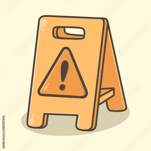 Caution Wet Floor Sign Illustration for icon, sticker and other uses