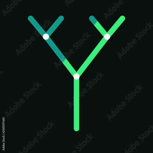 Minimalist green branching network tree diagram representing organic growth and connectivity for business concept illustration