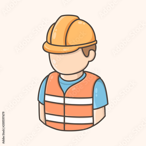 Construction Worker Illustration for icon, sticker and other uses