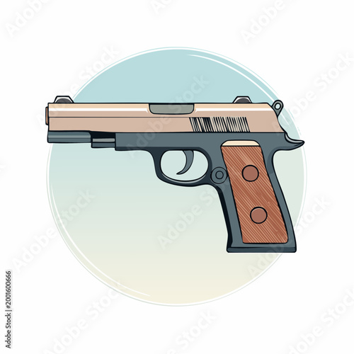 Illustration of a Semi-Automatic Pistol