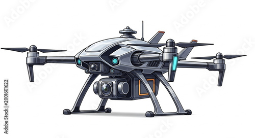 Futuristic Delivery Drone Premium Vector