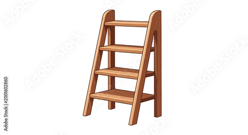 Wooden folding stepladder with four steps