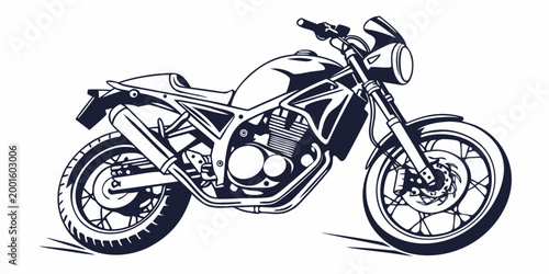 Bild auf Leinwand Classic cafe racer style motorcycle side view monochrome line art illustration w