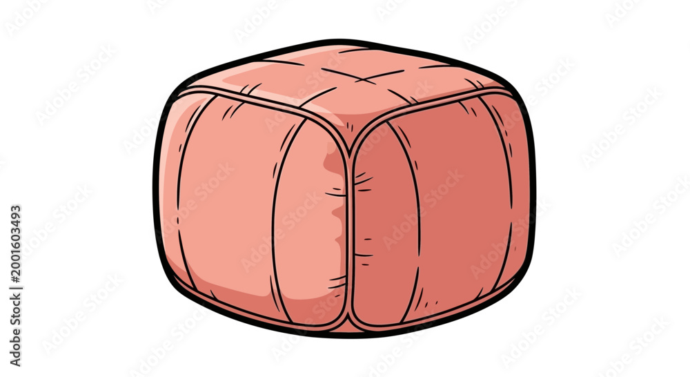 Obraz premium Quilted Salmon Pink Pouf Ottoman Seat Pillow Cushion