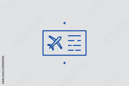 Boarding pass line icon for flight ticket identification and gate access. Commercial vector illustration for mobile check-in apps and traveler's digital wallet interfaces.