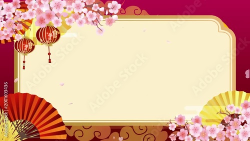 中華風桜の花びら背景