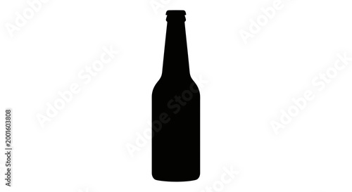 Silhouette of a dark beer bottle standing upright against a light background